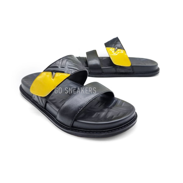 Унисекс шлепки Fendi Slipper Black/Yellow