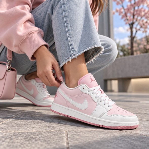 Женские кроссовки Nike Air Jordan 1 Low Leather Pastel Pink