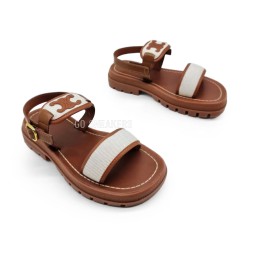 Céline Sandals Leather Brown/White