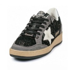Golden Goose Ball Star Black Glitter Grey White