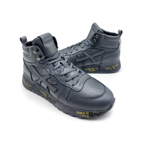 Мужские зимние кроссовки Premiata Leather High Man Winter Grey