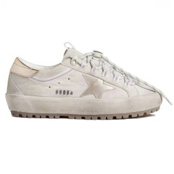Golden Goose Super-Star Ski in Light Gray Nylon With Metallic Star