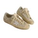 Женские кеды Golden Goose V-Star in Ice-Gray Suede with White Star and Floral Embroidery