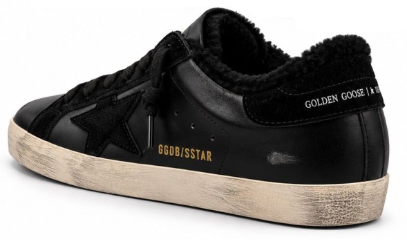 Мужские зимние кеды Golden Goose Super-Star Mens Winter Black Nappa With Shearling