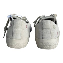 Golden Goose V-Star in Beige Suede with Silver Star