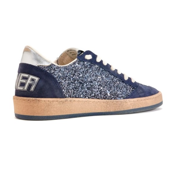 Женские кеды Golden Goose BallStar in Blue Glitter with White Star and Metallic Heel Tab