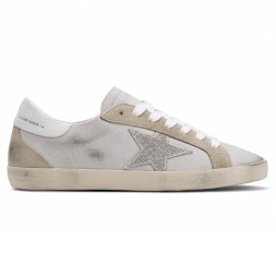 Golden Goose Super-Star Leather White/Beige Crystal Star