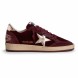Женские кеды Golden Goose Ball Star Velvet Ruby Red with Silver Star and Heel Tab