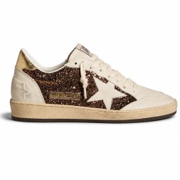Golden Goose Ball Star in Glitter with Leather Star and Metallic Heel Tab