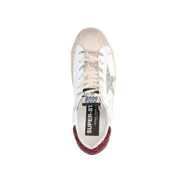 Женские кеды Golden Goose Superstar Bordeaux Silver Glitter