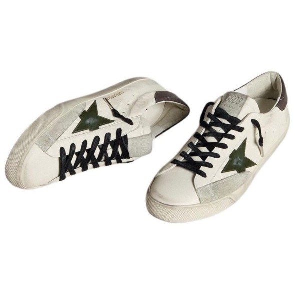 Женские кеды Golden Goose Superstar Green Leather Star and Grey Leather Heel Tab