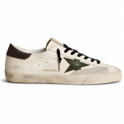 Golden Goose Superstar Green Leather Star and Grey Leather Heel Tab