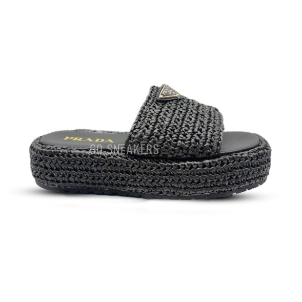 Женские шлепки Prada Flip-flop Knitted Textile Black
