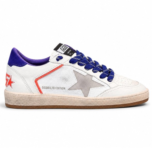 Женские кеды Golden Goose Ball Star LTD in Beige Leather with Clear Star and Blue Heel Tab
