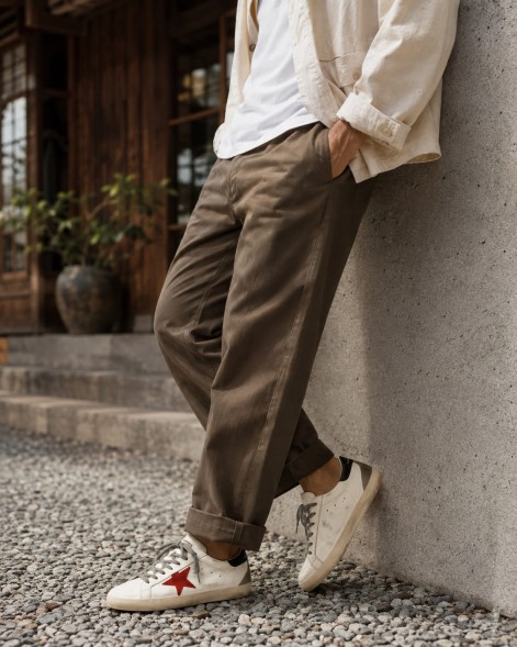 Мужские кеды Golden Goose Superstar Red Suede Star and Green Leather Heel Tab