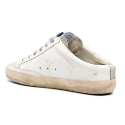 Golden Goose Superstar Sabot with Platinum Glitter Star and Suede Tongue