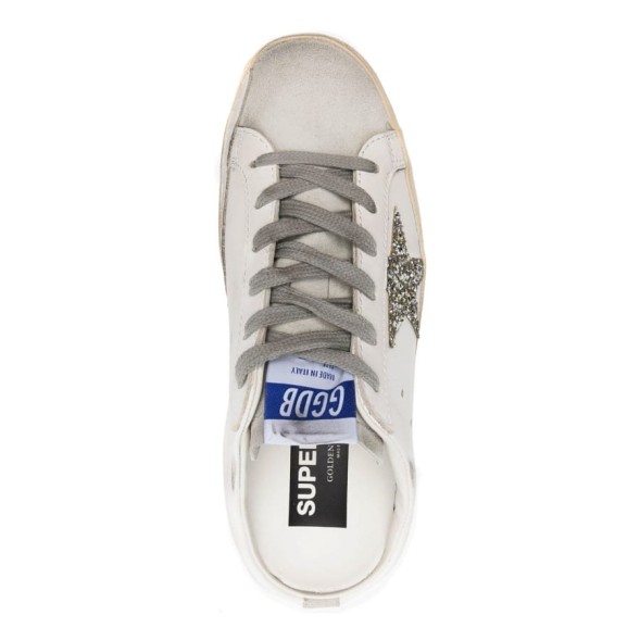 Женские сабо Golden Goose Superstar Sabot with Platinum Glitter Star and Suede Tongue