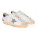 Женские кеды Golden Goose Superstar Silver Star and Brown Glitter Heel Tab