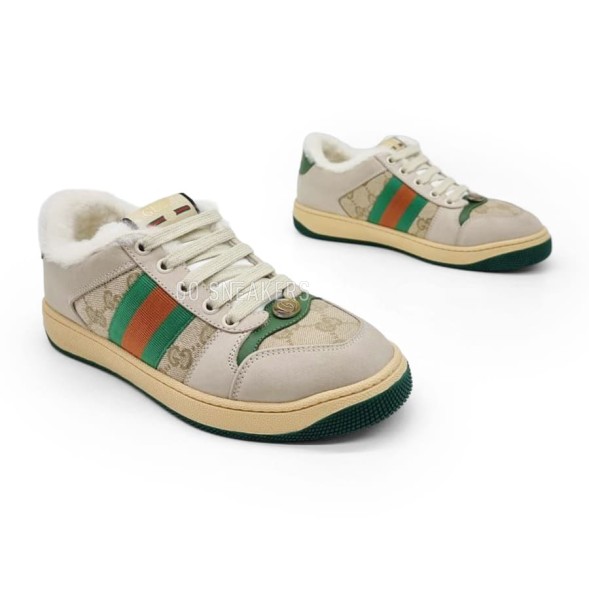 Женские зимние кроссовки Gucci Woman Winter Green/Red