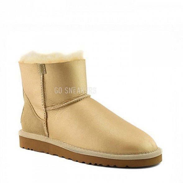 Женские мини угги на молнии Mini Zip Metallic Soft Gold